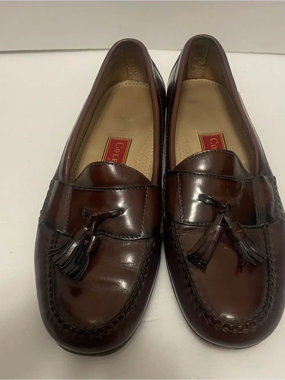 Vintage Cole Haan City 3508 Brown Leather Pinch Tassel Loafers Size 10 D